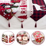 Linen Christmas Snowman Table Runner