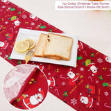 Linen Christmas Snowman Table Runner