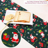 Linen Christmas Snowman Table Runner