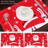 Linen Christmas Snowman Table Runner