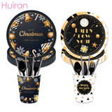 Black Gold Christmas Disposable Tableware