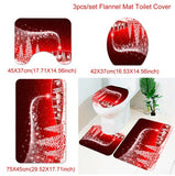 Santa Claus Rug Seat Bathroom Set Merry Christmas