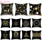 Merry Christmas Blackgold Cushion Cover