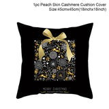 Merry Christmas Blackgold Cushion Cover