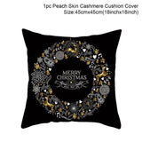Merry Christmas Blackgold Cushion Cover