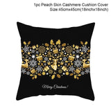 Merry Christmas Blackgold Cushion Cover