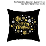 Merry Christmas Blackgold Cushion Cover
